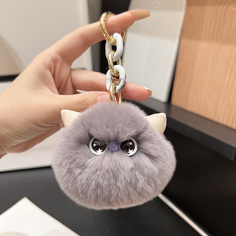 CUTE AND ADORABLE OTTER BUNNY FUR CAT CAR KEYCHAIN ACCESSORY