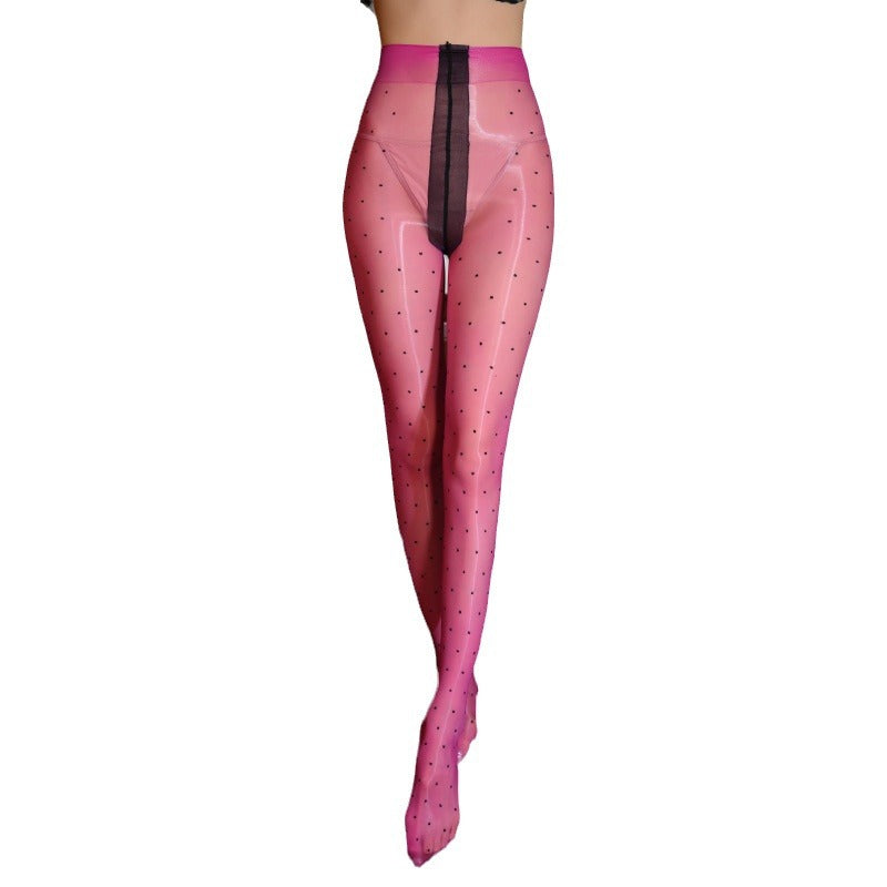 FASHION OPEN GEAR AURORA ULTRA-THIN 0D POLKA DOT T GEAR FREE HIGH WAIST OIL BRIGHT PANTYHOSE