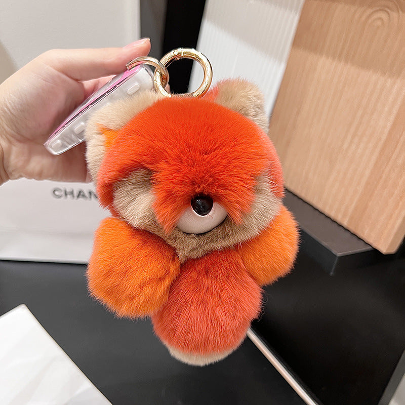 REAL RABBIT HAIR SMALL FOX CHARM DOLL ACCESSORY