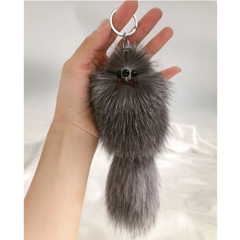 CUTE FOX FUR BALL BAG CHARM KEYCHAIN ACCESSORY