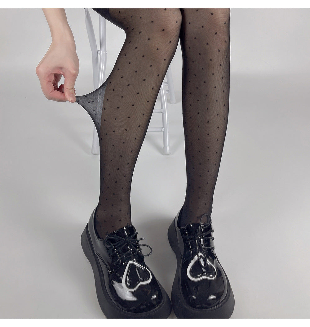 FASHION SPRING AND SUMMER ULTRA-THIN JAPANESE SWEET FAKE HIGH TUBE SUSPENDER POLKA DOT JACQUARD STOCKINGS PANTYHOSE