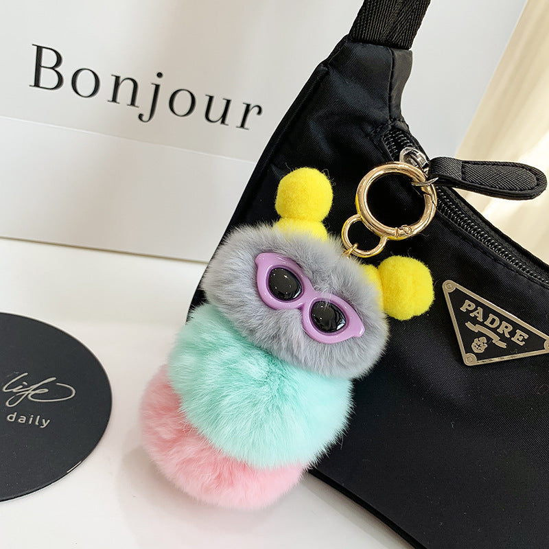 REX RABBIT HAIR UGLY CUTE CATERPILLAR FUR ACCESSORY
