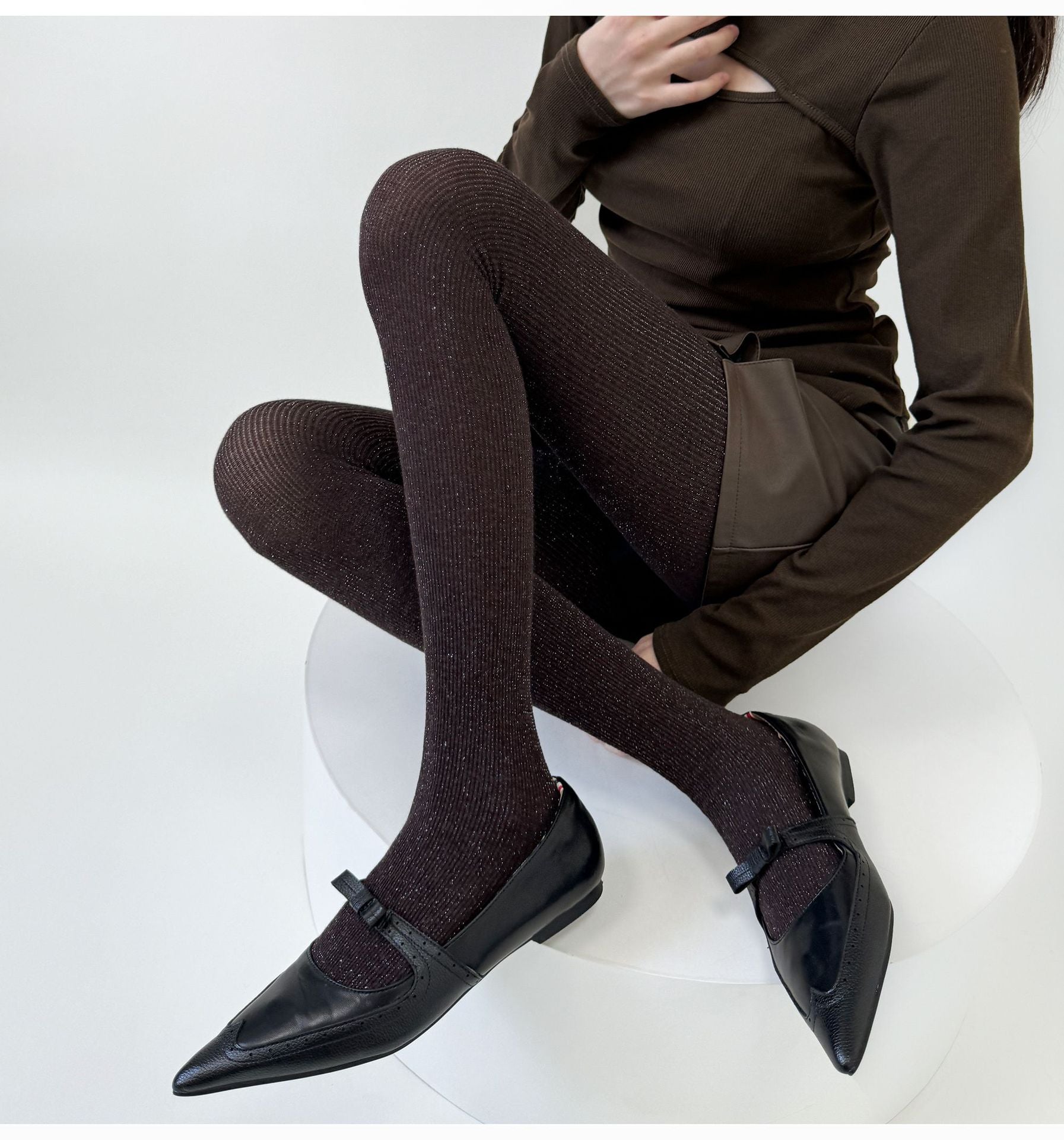 SPRING AND AUTUMN SMALL BRIGHT SILK SLIGHTLY FLASH SILVER SILK MIXED LINE VERTICAL STRIP LEGGINGS PANTYHOSE