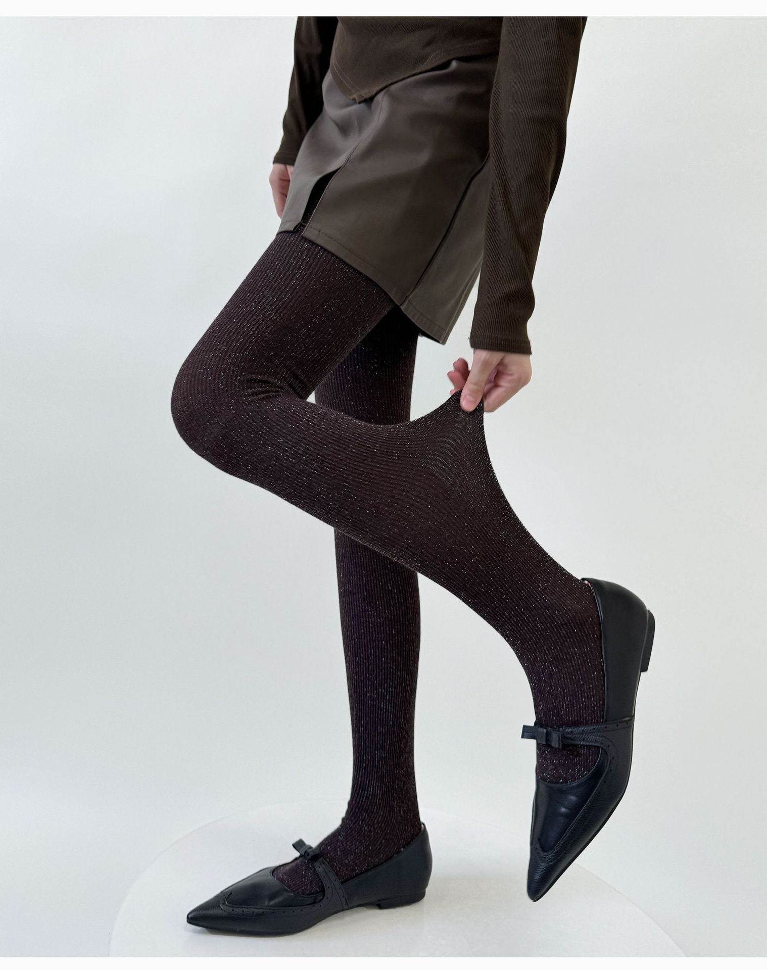 SPRING AND AUTUMN SMALL BRIGHT SILK SLIGHTLY FLASH SILVER SILK MIXED LINE VERTICAL STRIP LEGGINGS PANTYHOSE