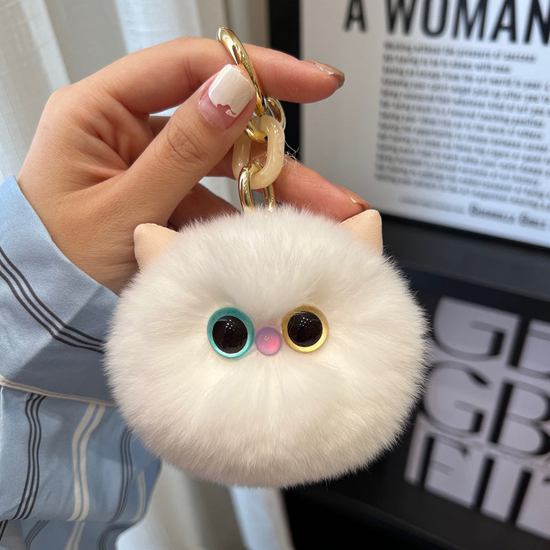 CUTE AND ADORABLE OTTER BUNNY FUR CAT CAR KEYCHAIN ACCESSORY