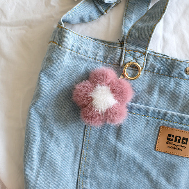 MINK FUR CHERRY BLOSSOM PENDANT BAG ACCESSORY