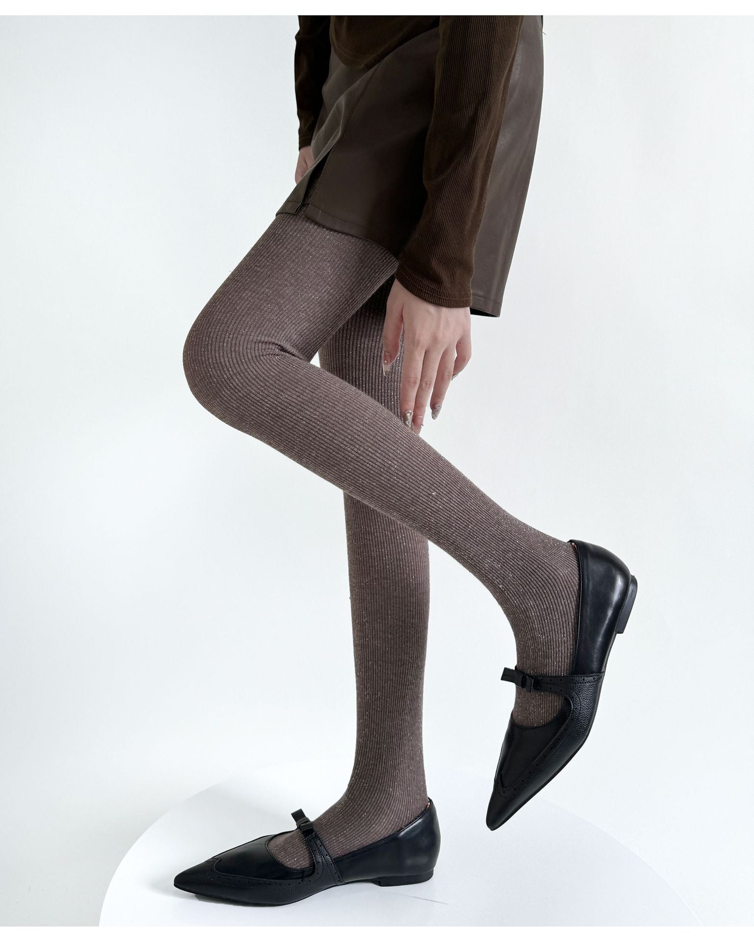 SPRING AND AUTUMN SMALL BRIGHT SILK SLIGHTLY FLASH SILVER SILK MIXED LINE VERTICAL STRIP LEGGINGS PANTYHOSE