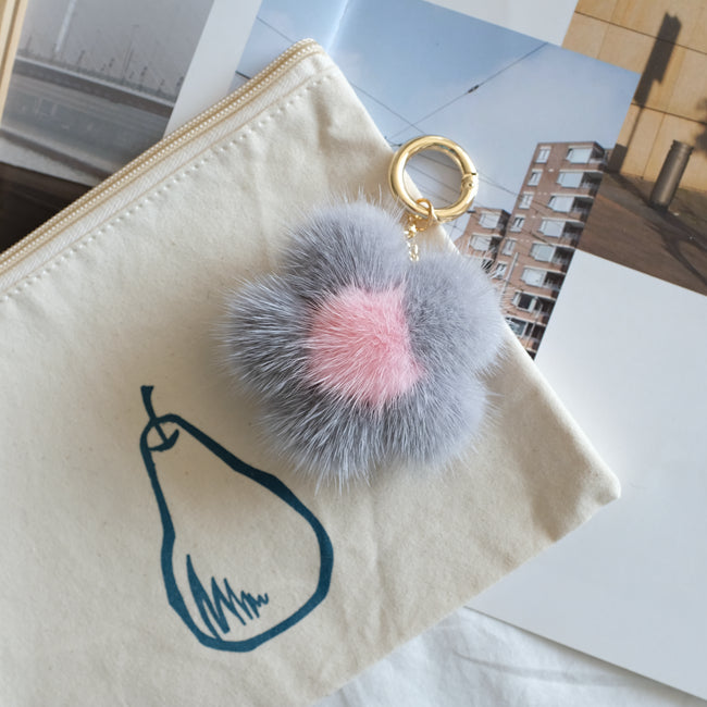 MINK FUR CHERRY BLOSSOM PENDANT BAG ACCESSORY