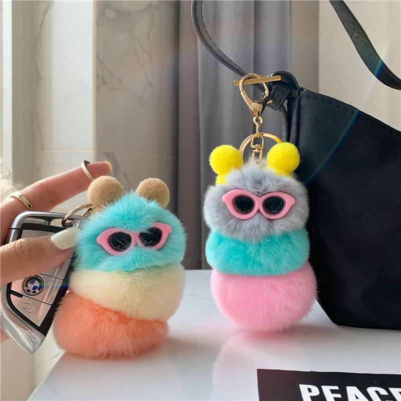 RABBIT FUR BUTTERFLY PERSONALITY DOLL KEYCHAIN ACCESSORY
