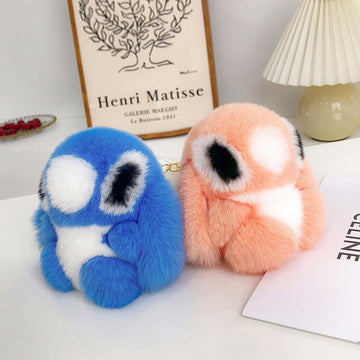 CUTE REAL RABBIT FUR STITCH KEYCHAIN