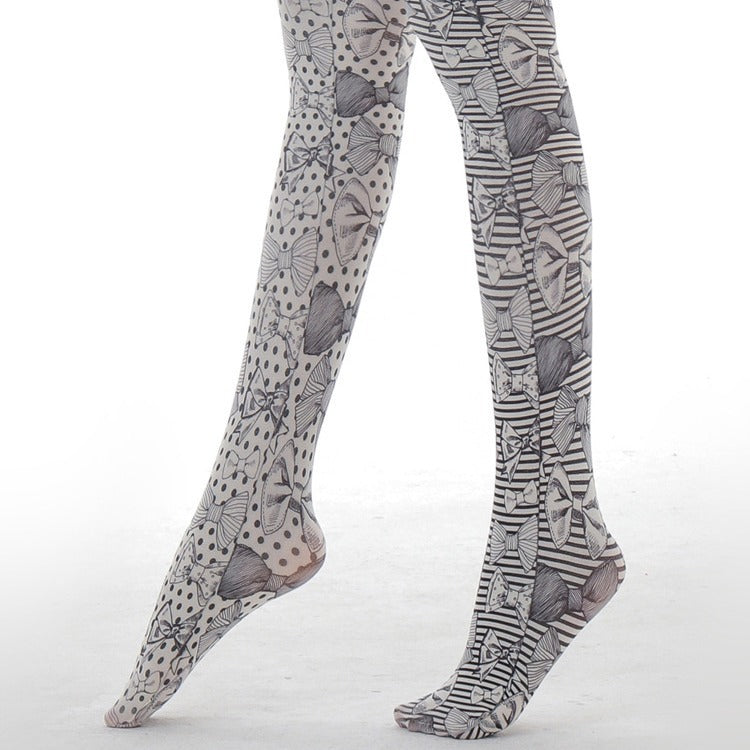 MANDARIN DUCK PRINT BOW POLKA DOT COSPLAY PANTYHOSE