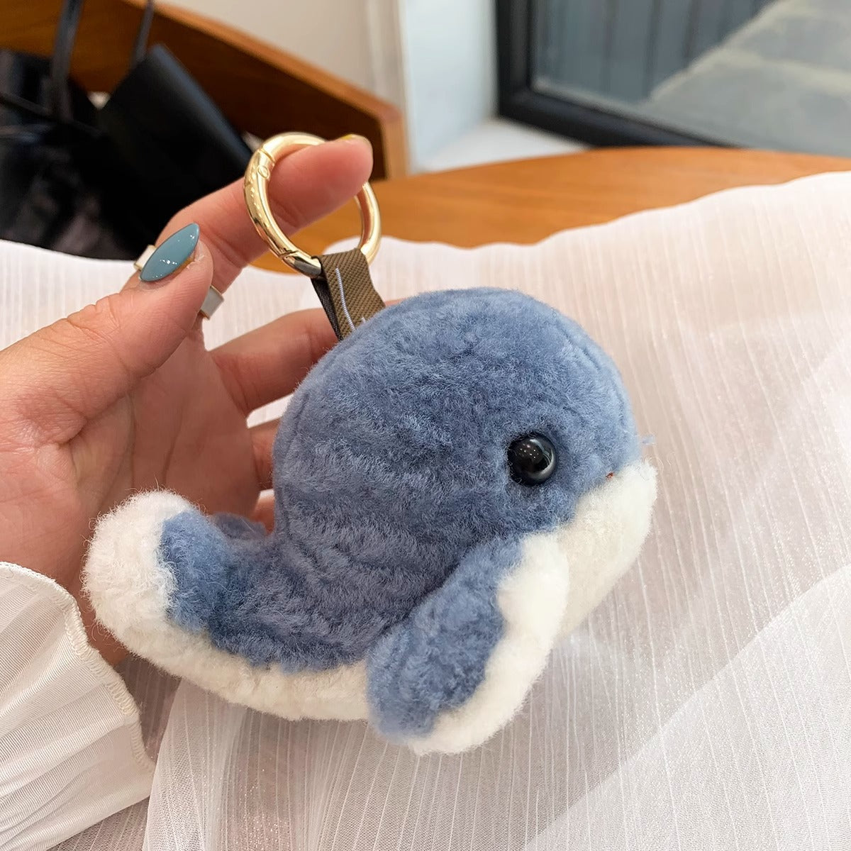 CUTE DOLPHIN WOOL FAUX FUR CHARM KEYCHAIN