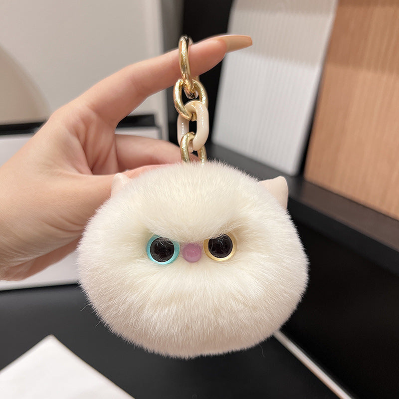 CUTE AND ADORABLE OTTER BUNNY FUR CAT CAR KEYCHAIN ACCESSORY