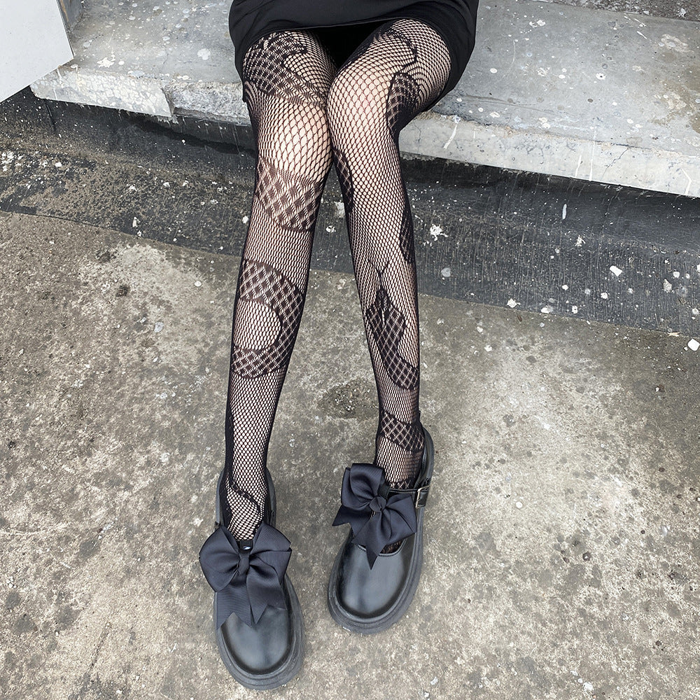 THIN SERPENTINE PATTERN HOLLOW JACQUARD STOCKINGS