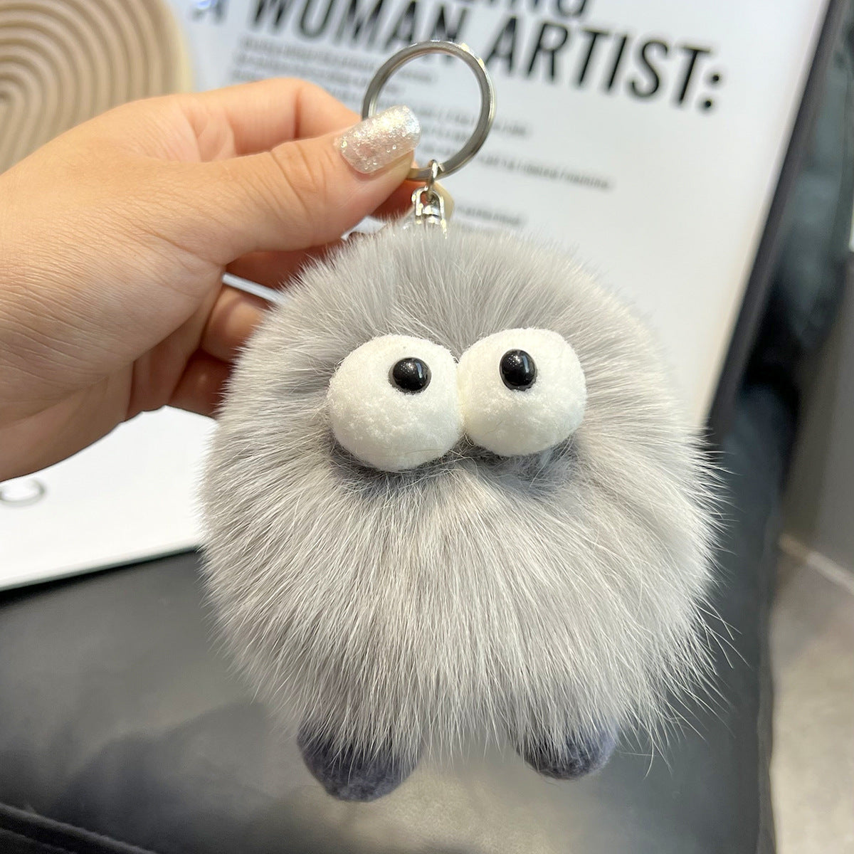 CUTE FOX HAIR SMALL COAL BALL SMALL CREATURE FURRY BALL ACCESSORY