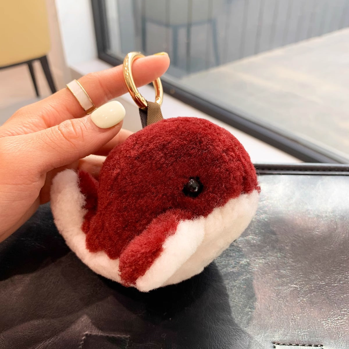 CUTE DOLPHIN WOOL FAUX FUR CHARM KEYCHAIN