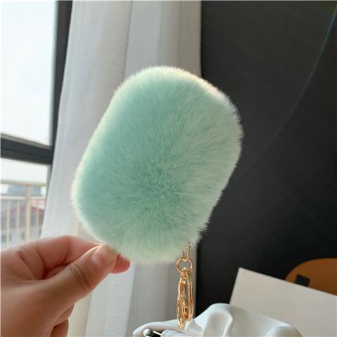 RABBIT FUR ICE CREAM BAG CHARM KEYCHAIN ACCESSORY