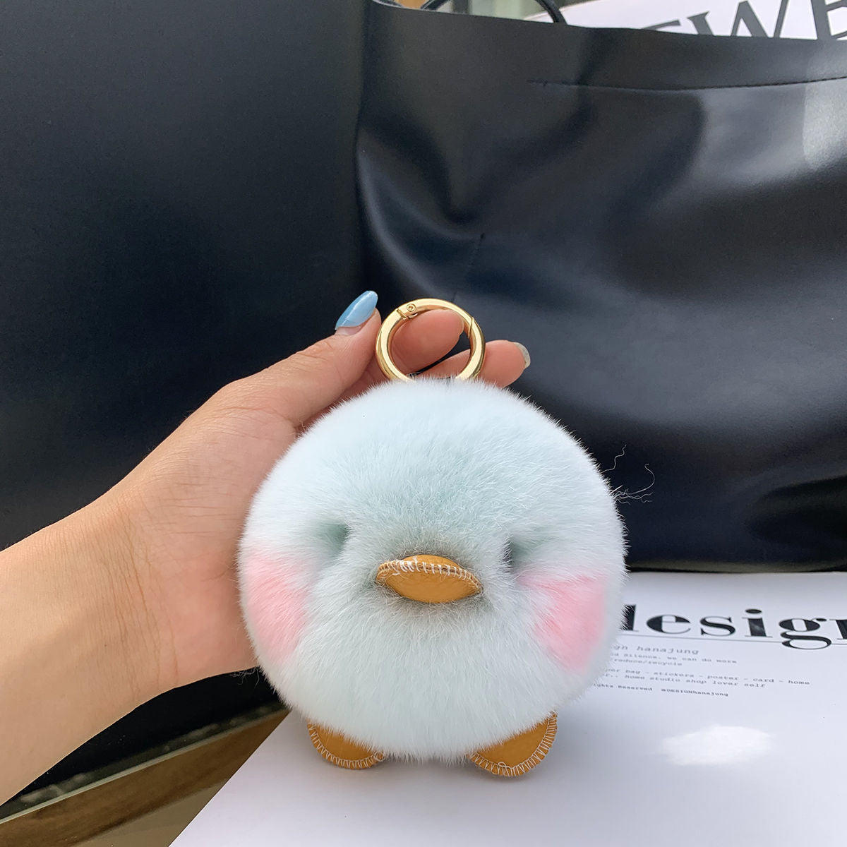 YELLOW DUCK KEYCHAIN PENDANT PLUSH TOY BACKPACK ACCESSORY