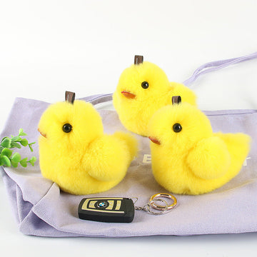 RABBIT FUR DUCKLING FUR KEYCHAIN PLUSH TOY CAR KEY RING BAG ACCESSORY