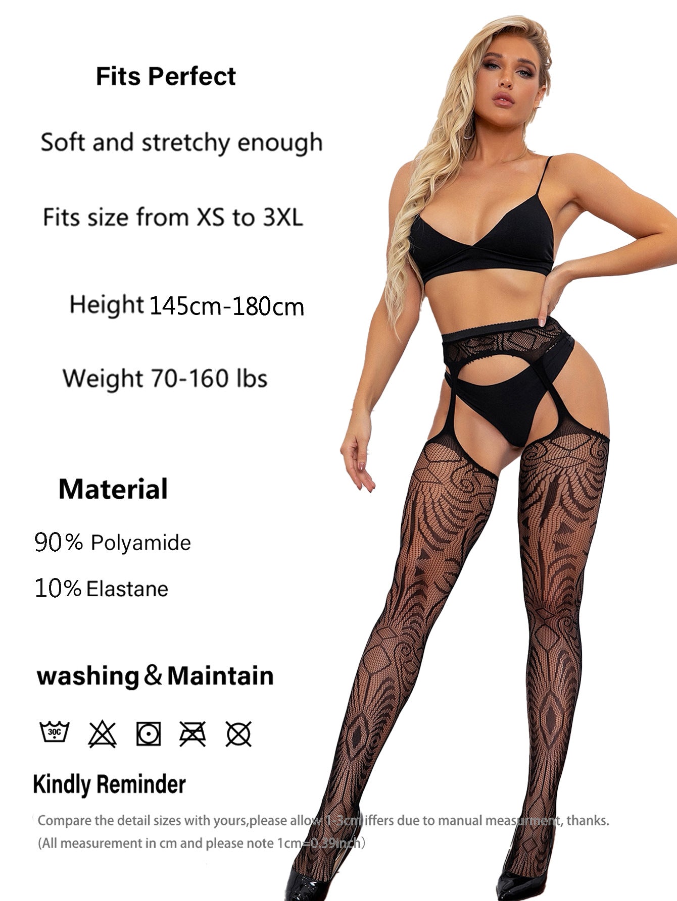 FASHION SEDUCTION JACQUARD STRIPED GARTER ONE-PIECE PANTYHOSE
