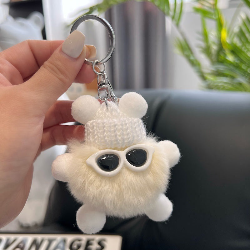 CUTE REX RABBIT HAIR SMALL COAL BALL KEYCHAIN ACCESSORY