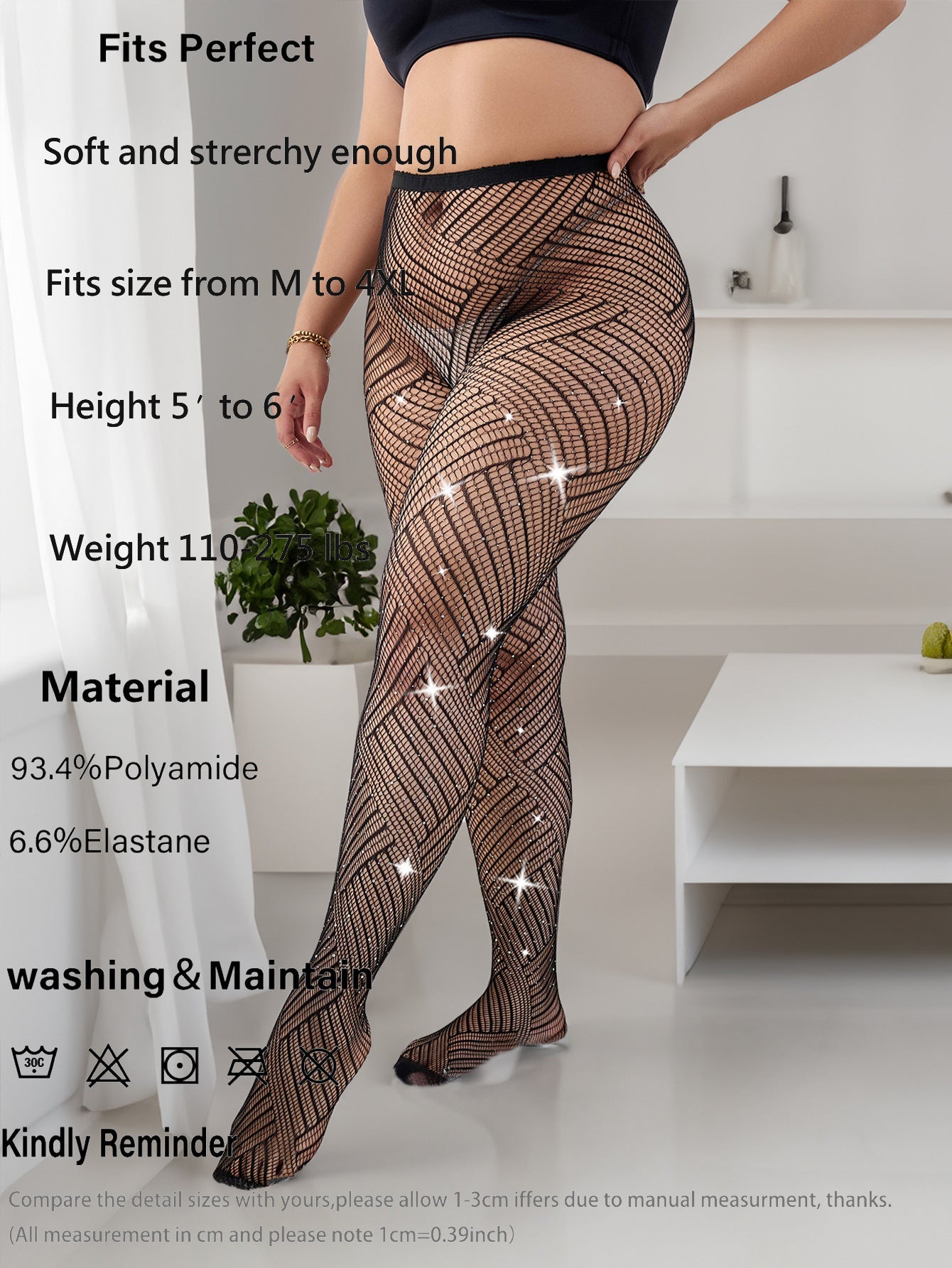 LARGE SIZE BLACK SILK BOTTOM PANTYHOSE