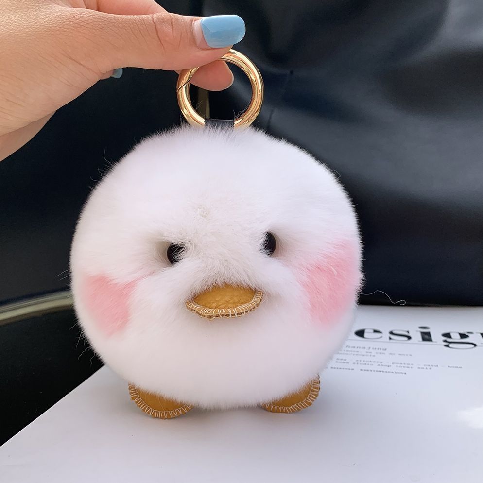 YELLOW DUCK KEYCHAIN PENDANT PLUSH TOY BACKPACK ACCESSORY