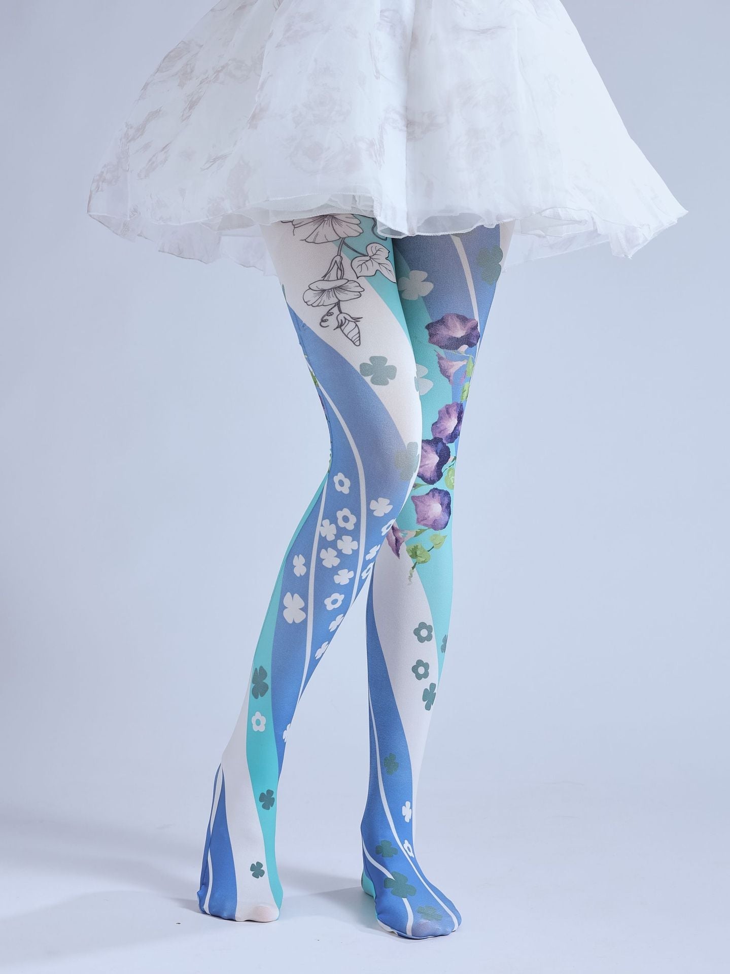 LOLITA BLUE SPIRAL PRINT COS PERSONALIZED OUTER WEAR LEGGINGS PANTYHOSE