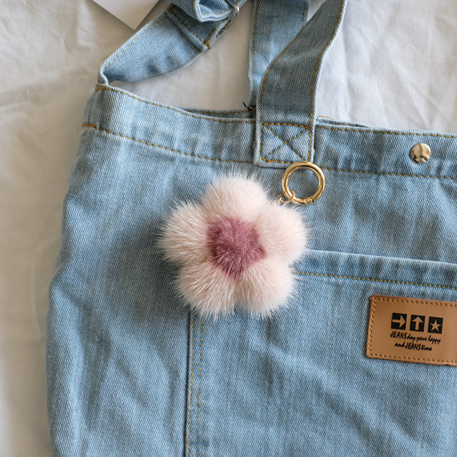 MINK FUR CHERRY BLOSSOM PENDANT BAG ACCESSORY