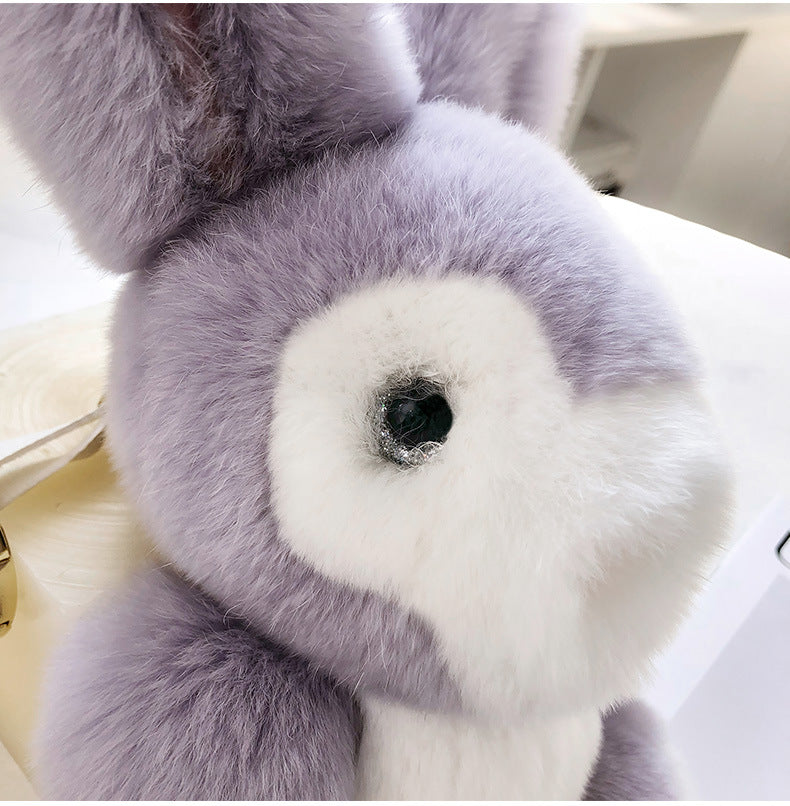 CUTE REAL RABBIT FUR BUNNY KEYCHAIN