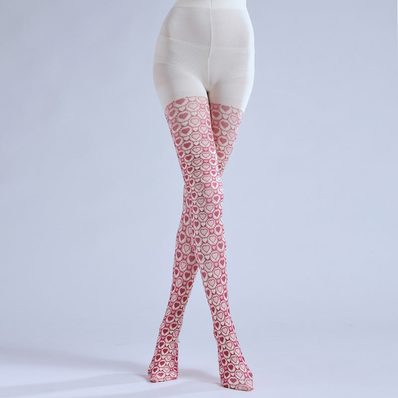 CARTOON LOVE PRINT SWEET GIRL LEGGINGS PANTYHOSE