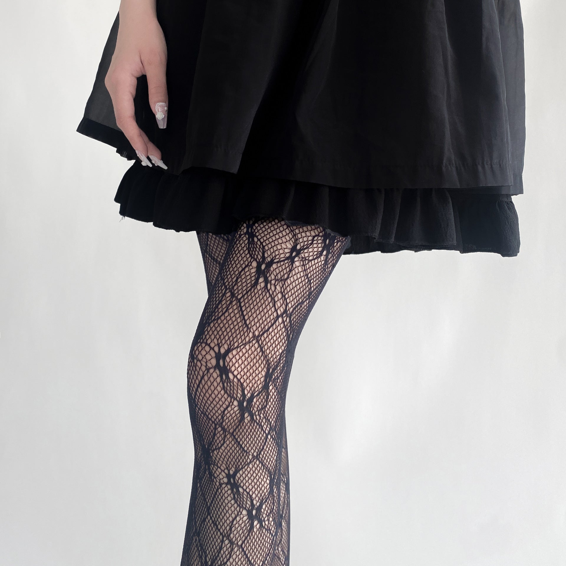 THIN SUMMER LACE Y2K FLORAL HOLLOW LEG SHAPING BOTTOM SOCKS PANTYHOSE