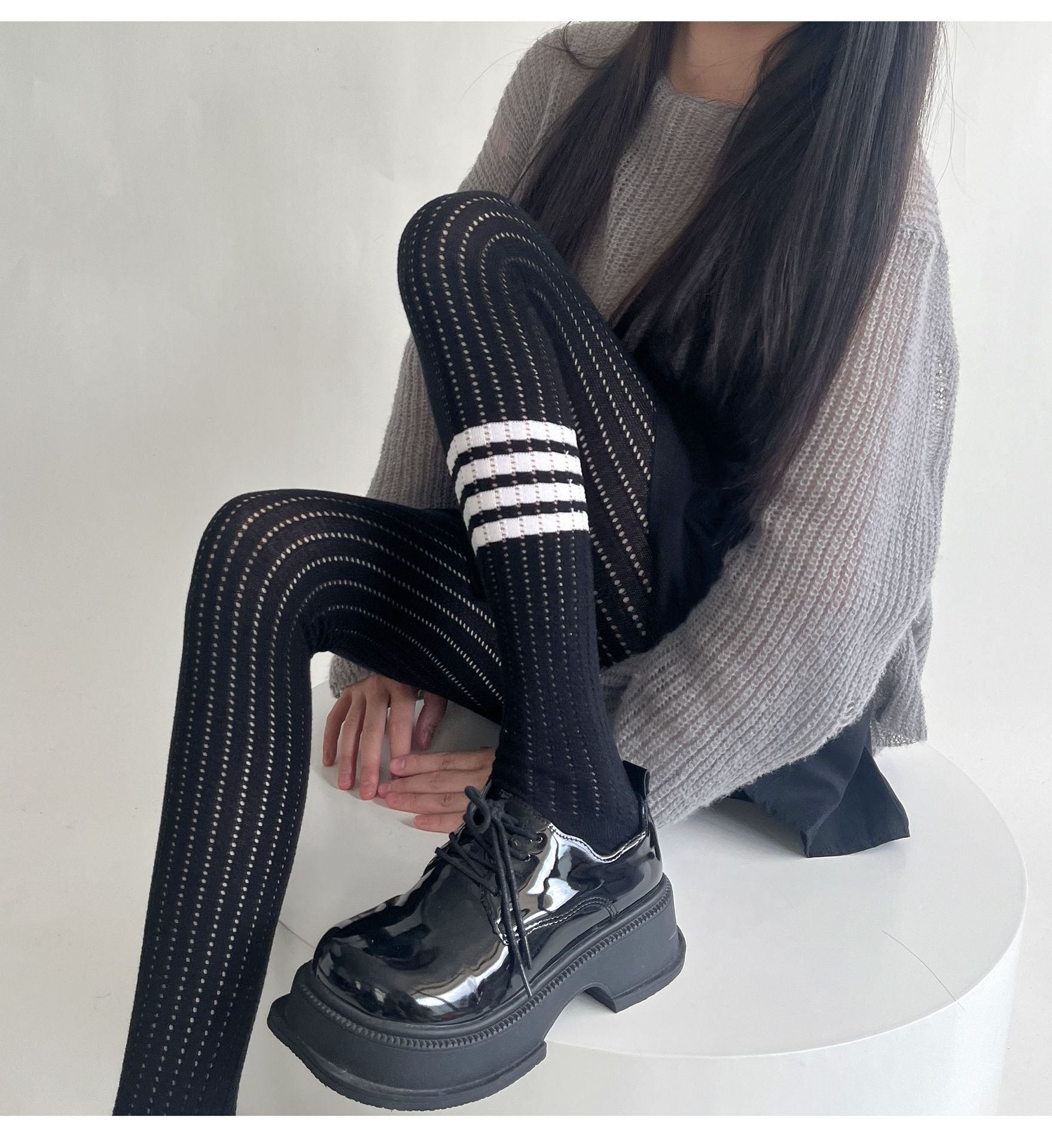 SPRING AND AUTUMN WEAR SKINNY ELASTIC FOUR-BAR BOTTOM KNITTED SOCKS PANTYHOSE