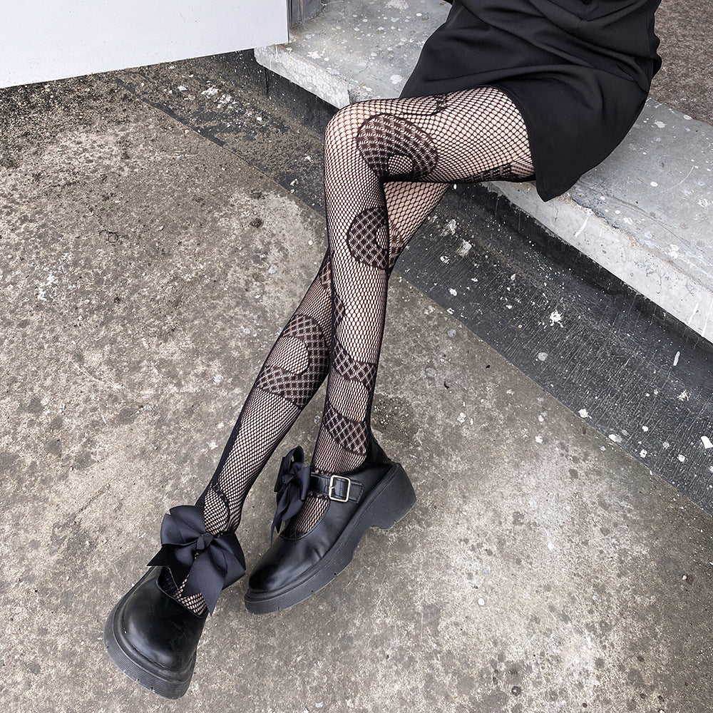 THIN SERPENTINE PATTERN HOLLOW JACQUARD STOCKINGS