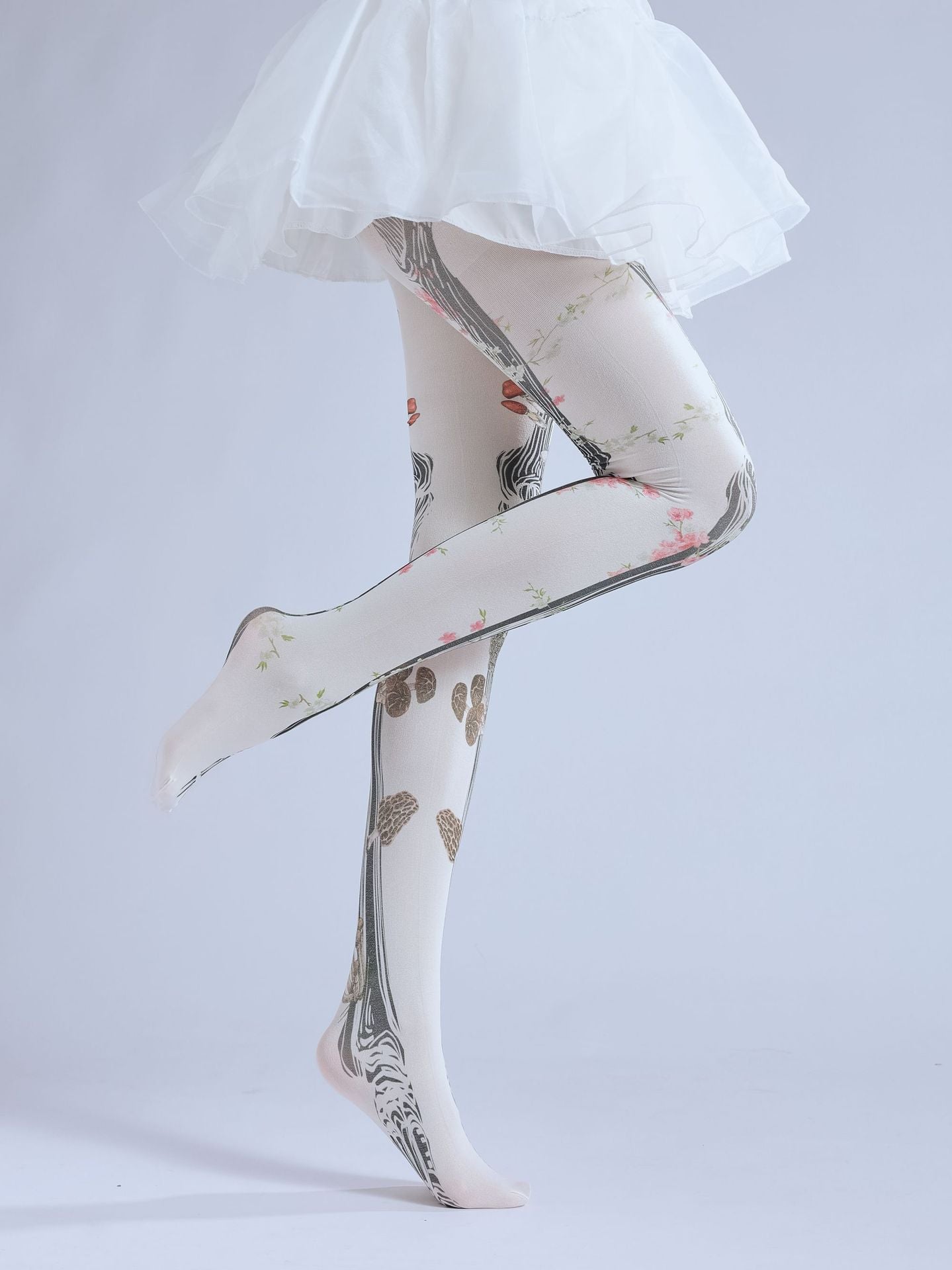 DARK ARTICULATED BONES PRINT TATTOO PATTERN HALLOWEEN DANCING PANTYHOSE