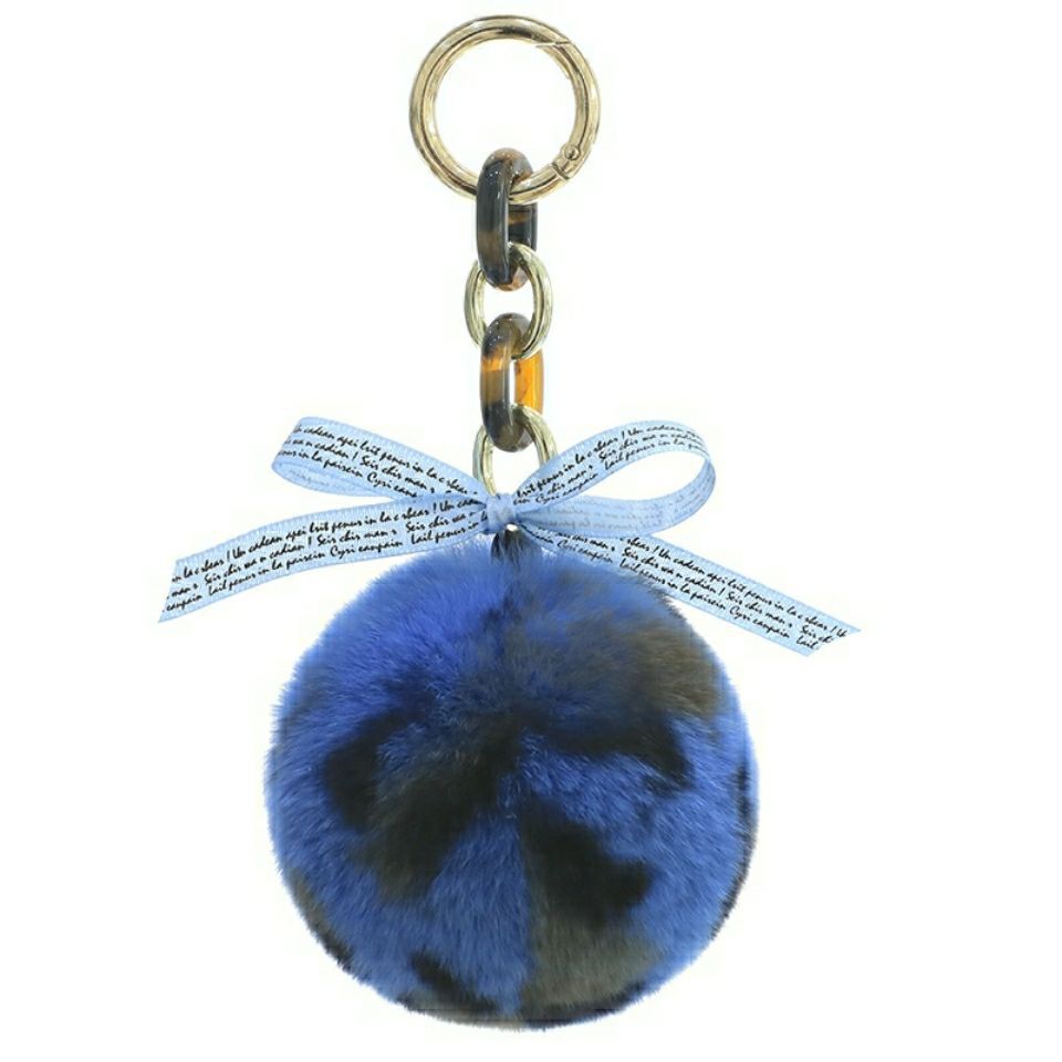REAL SOWBUCK HAIR LEOPARD PRINT HAIR BALL KEYCHAIN AND HAIR BALL HANDBAG ACCESSORY