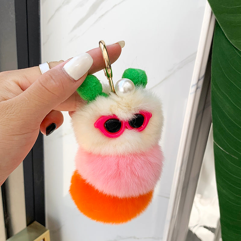 REX RABBIT HAIR UGLY CUTE CATERPILLAR FUR ACCESSORY