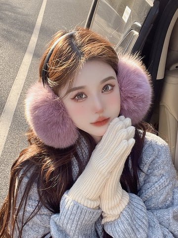 LUXURY REAL FOX FUR EAR MUFFS - WINTER WARMTH