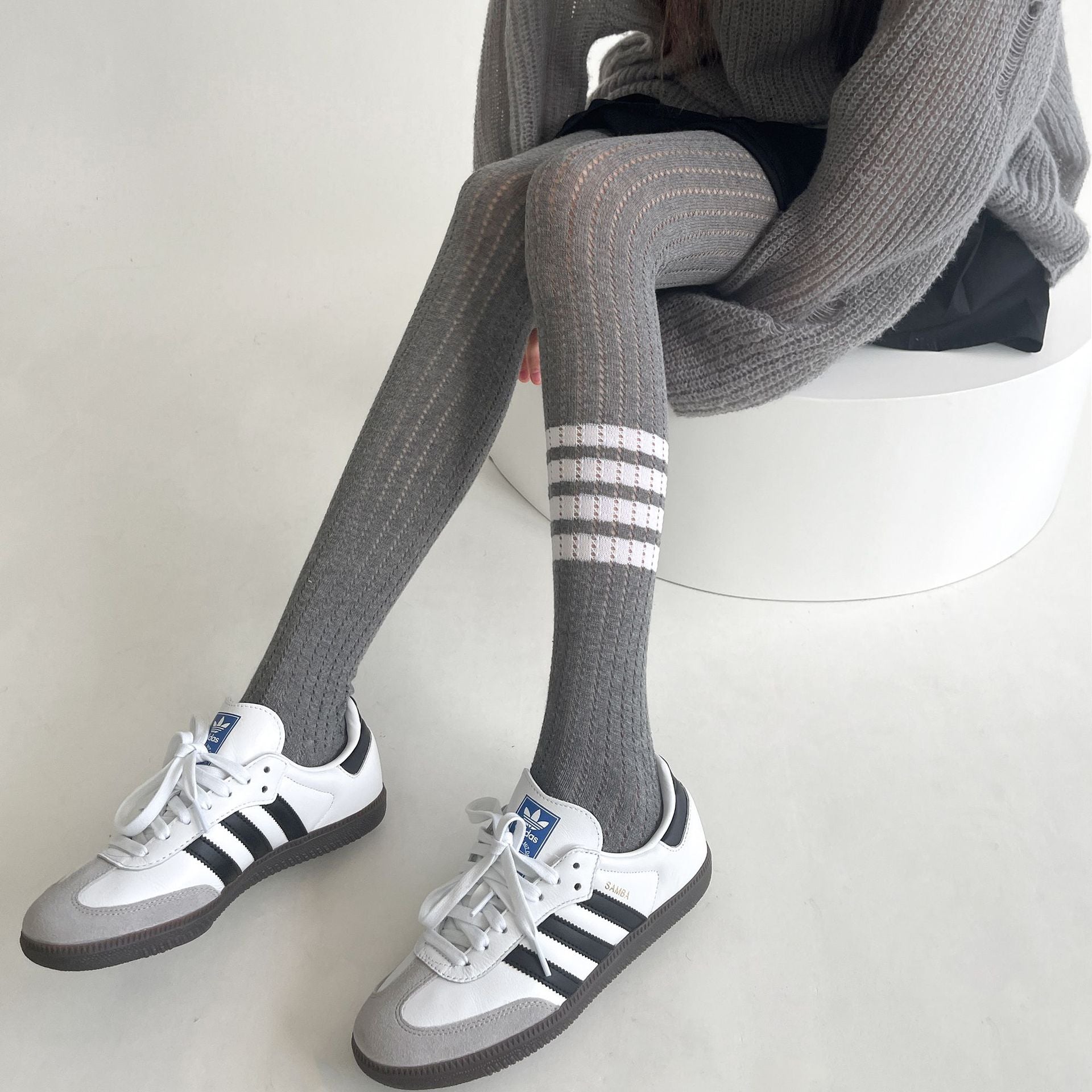 SPRING AND AUTUMN WEAR SKINNY ELASTIC FOUR-BAR BOTTOM KNITTED SOCKS PANTYHOSE
