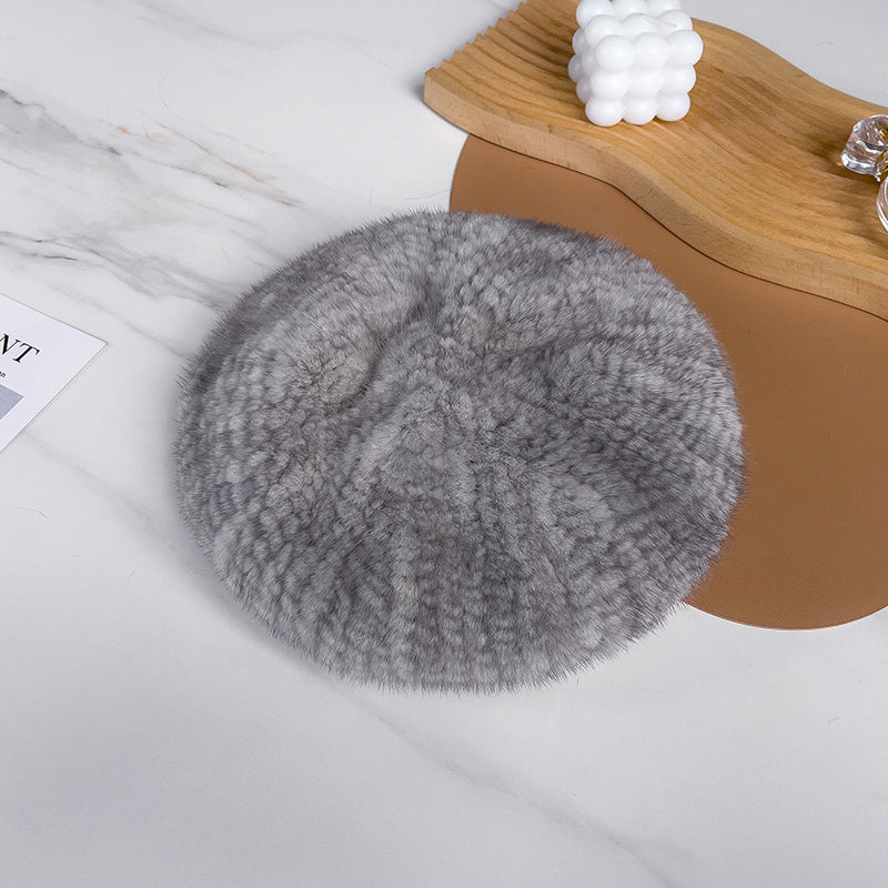VINTAGE KOREAN STYLE SABLE FUR BERET - WOMEN'S WINTER HAT