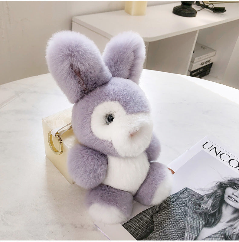 CUTE REAL RABBIT FUR BUNNY KEYCHAIN