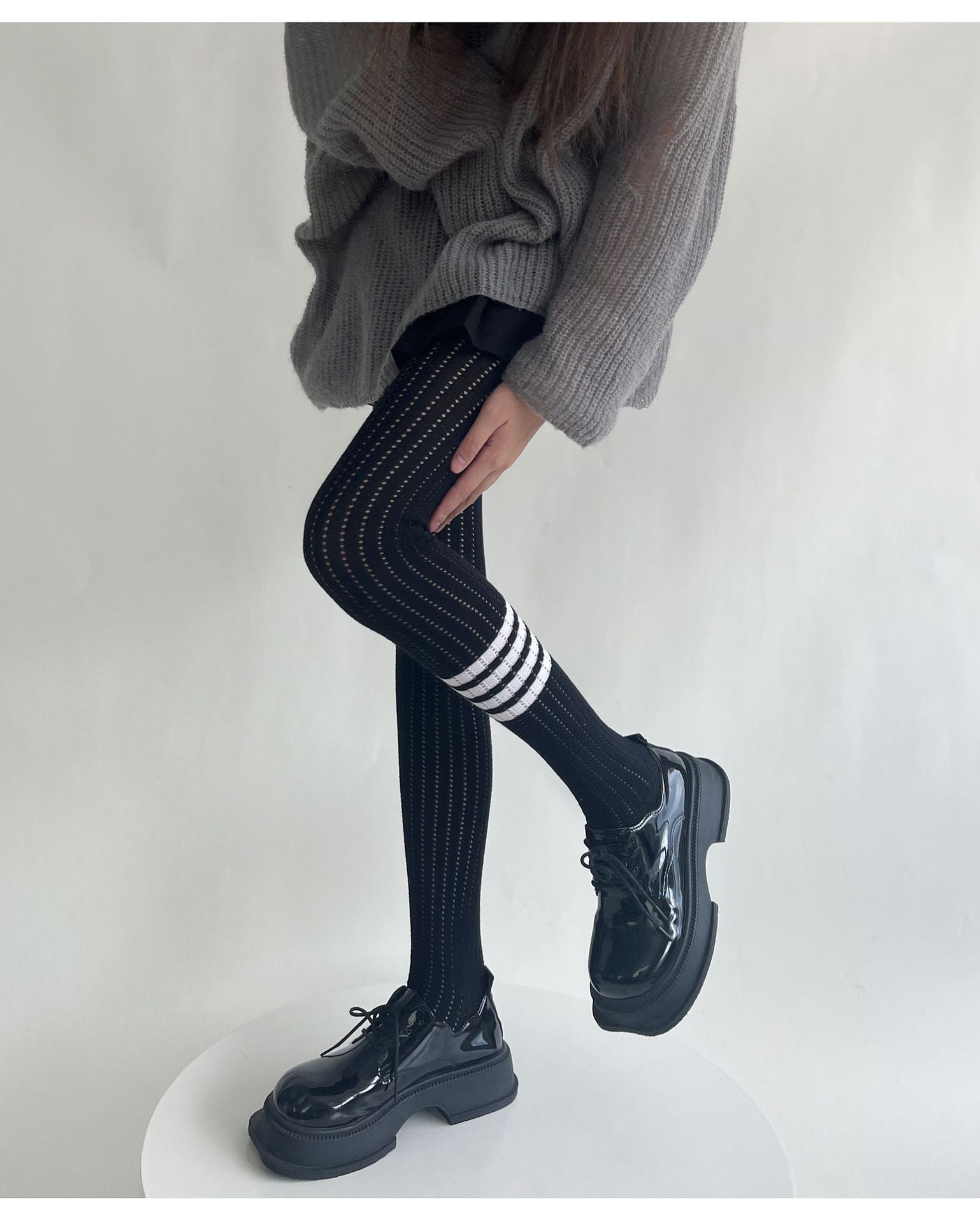 SPRING AND AUTUMN WEAR SKINNY ELASTIC FOUR-BAR BOTTOM KNITTED SOCKS PANTYHOSE
