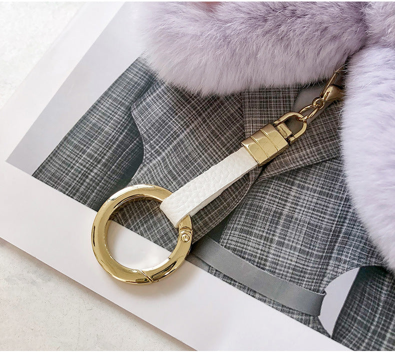 CUTE REAL RABBIT FUR BUNNY KEYCHAIN