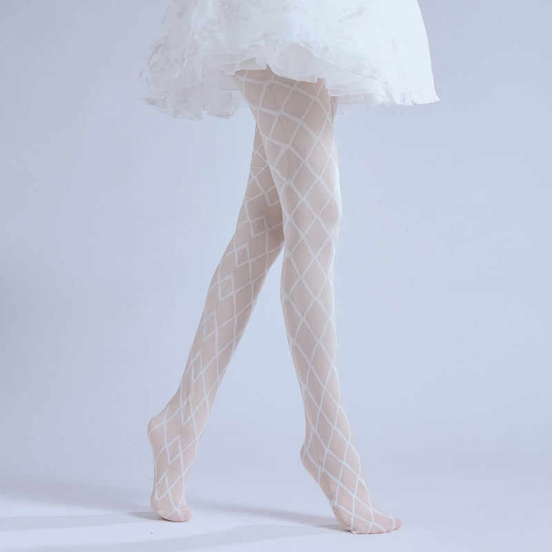 FASHION AUTUMN RETRO LOLI COS LEGGINGS MESH PRINT PANTYHOSE