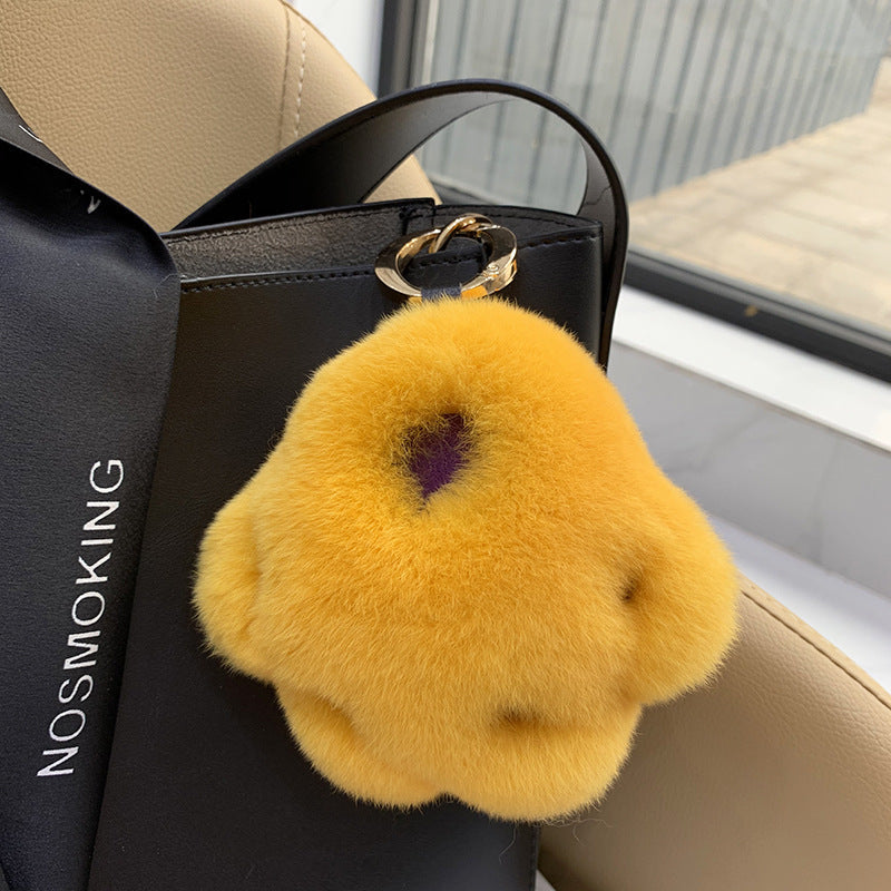 REX RABBIT FUR CAT CLAW KEY CHAIN PLUSH DOLL BEAR PAW ACCESSORY