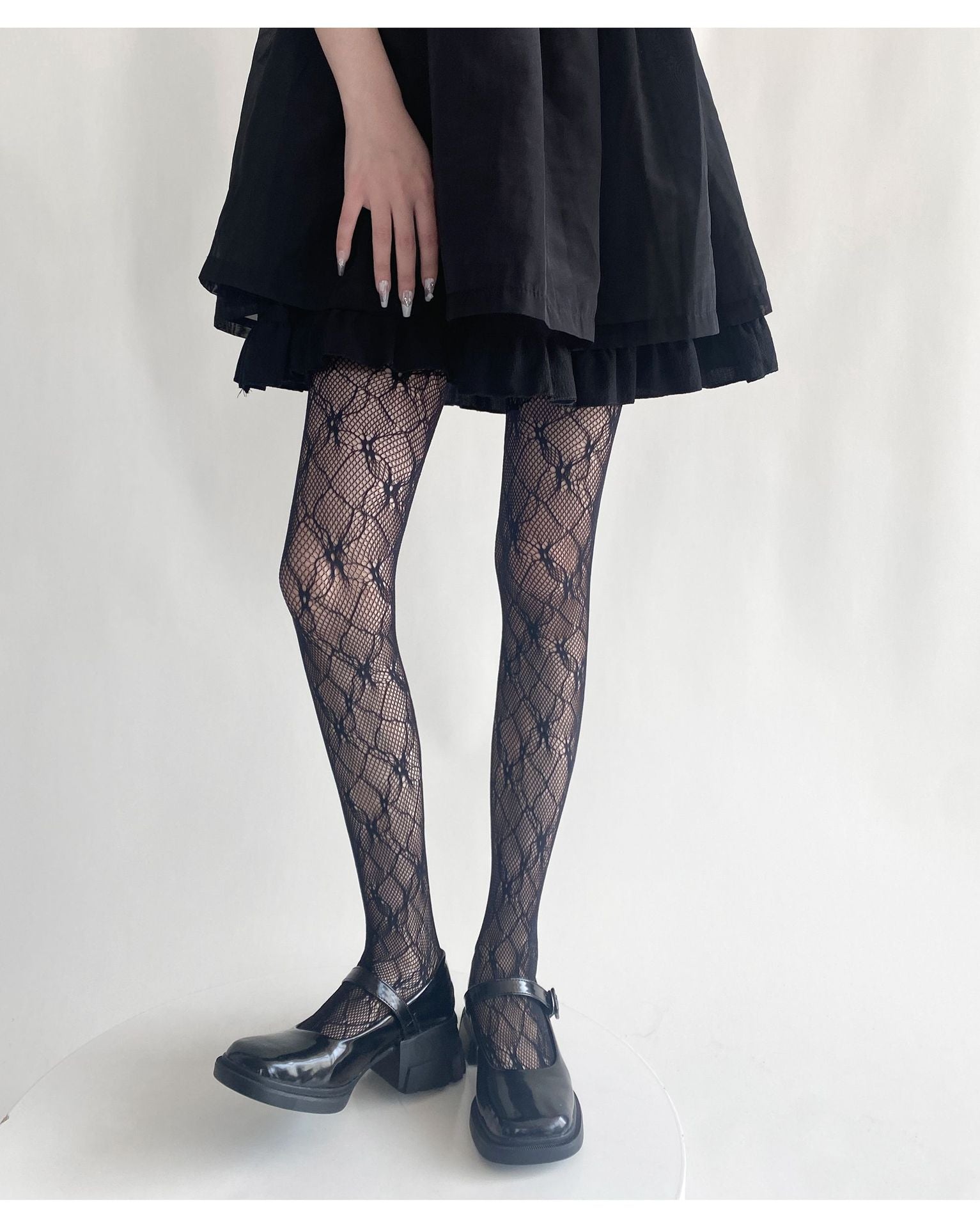 THIN SUMMER LACE Y2K FLORAL HOLLOW LEG SHAPING BOTTOM SOCKS PANTYHOSE