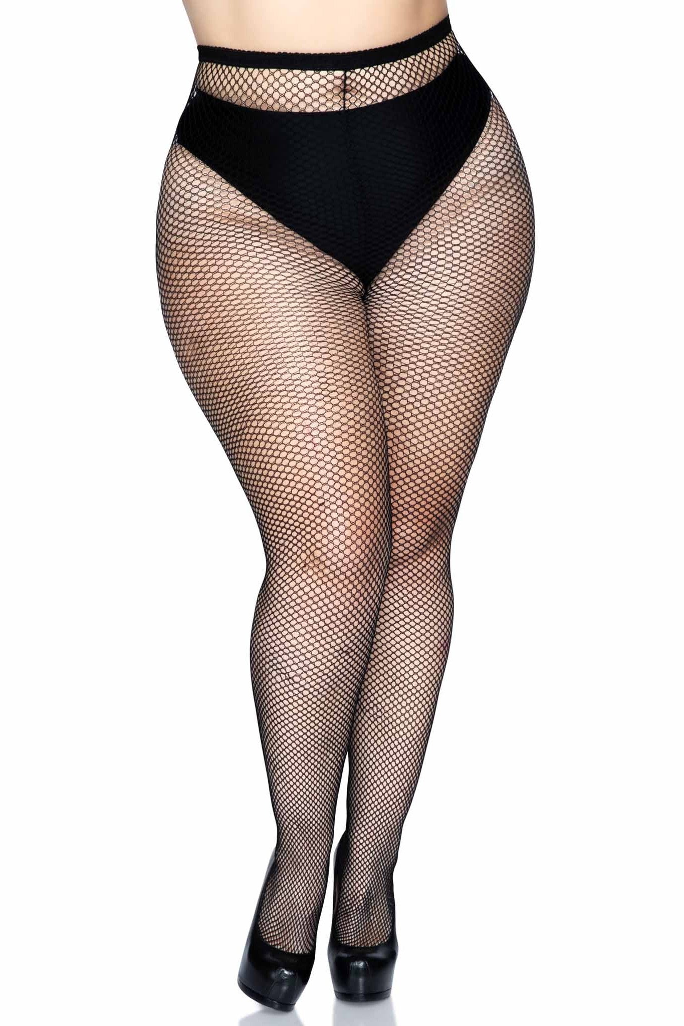 PLUS SIZEFISHNET W/BACK SEAM PANTYHOSE