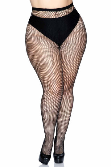 PLUS SIZEFISHNET W/BACK SEAM PANTYHOSE