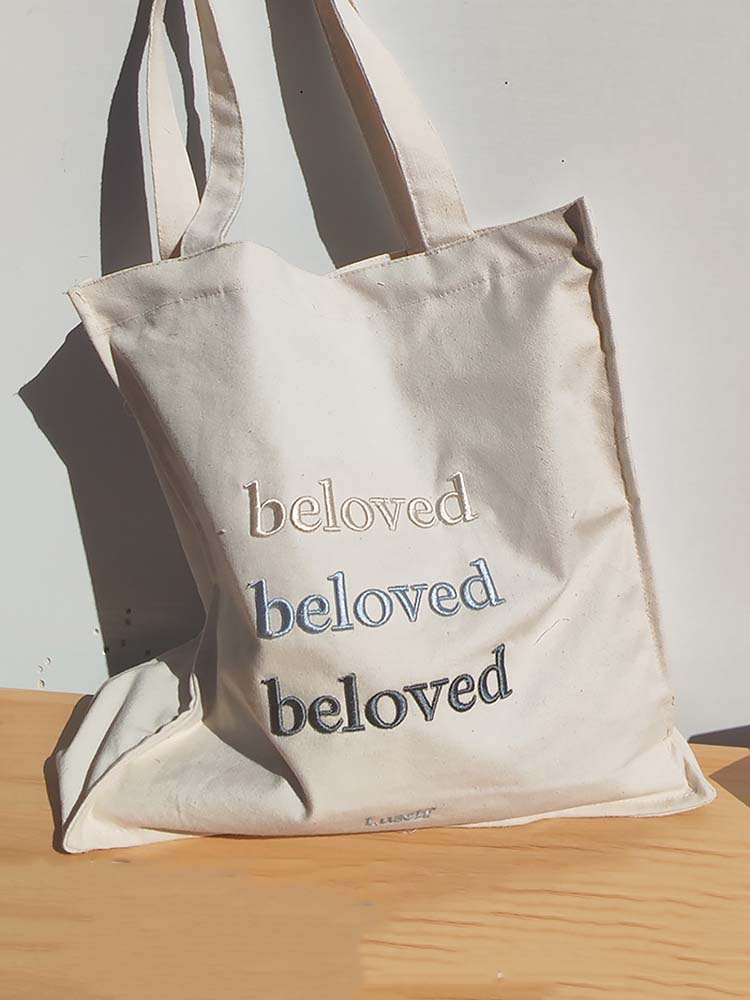 LETTER EMBROIDERED CANVAS BAG