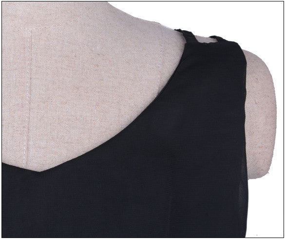 Low-Cut V Neck Strap Chiffon Mini Tank Dress - O Yours Fashion - 7